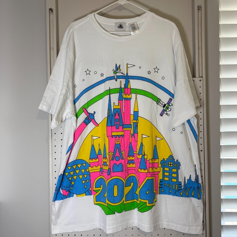 Disney World Parks 2024 Bright Neon Sleeping Beauty's Castle T-Shirt Size‎ 3XL - Picture 2 of 12